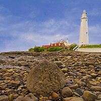 Buy canvas prints of Whitley Bay Lighthouse on St. Mary's Island by Martyn Arnold