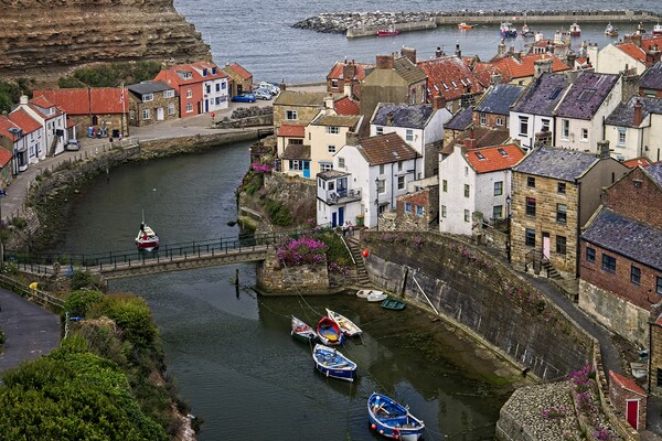 Staithes Village Yorkshire Coast Picture Board by Martyn Arnold