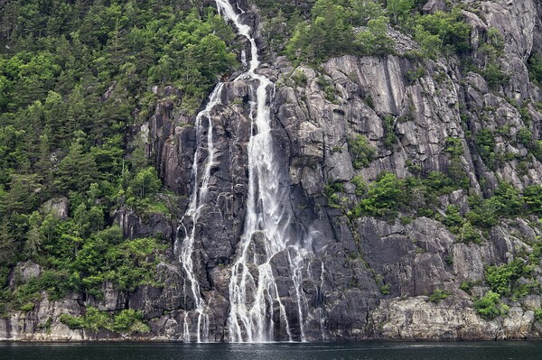 Hengjanefossen Waterfall, Lysefjord, Norway Picture Board by Martyn Arnold