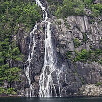 Buy canvas prints of Hengjanefossen Waterfall, Lysefjord, Norway by Martyn Arnold