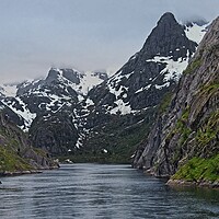 Buy canvas prints of Entering Trollfjord at Midnight in Norway by Martyn Arnold