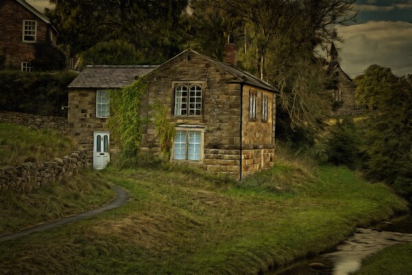 Painterly Stone Cottage Picture Board by Martyn Arnold