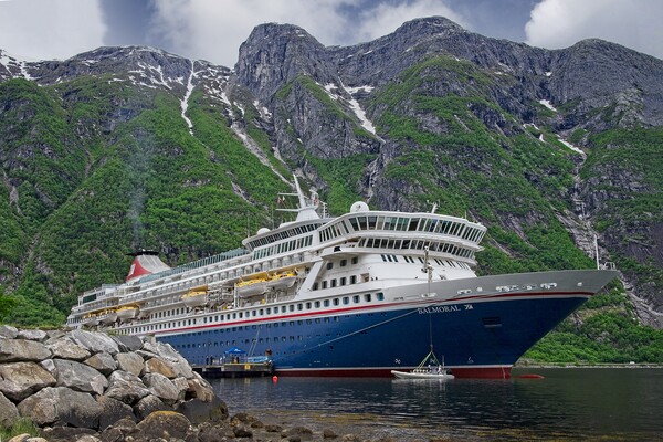 MV Balmoral Cruise Ship in Eidfjord Norway Picture Board by Martyn Arnold