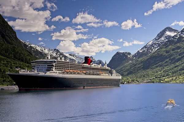 Queen Mary 2 Cruise Ship in Olden, Norway Picture Board by Martyn Arnold