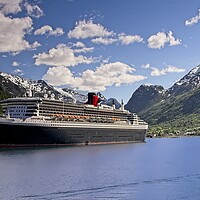 Buy canvas prints of Queen Mary 2 Cruise Ship in Olden, Norway by Martyn Arnold