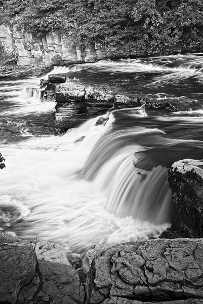 Richmond North Yorkshire Waterfalls Monochrome Picture Board by Martyn Arnold