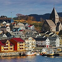 Buy canvas prints of Kristiansand Town and Church Norway by Martyn Arnold