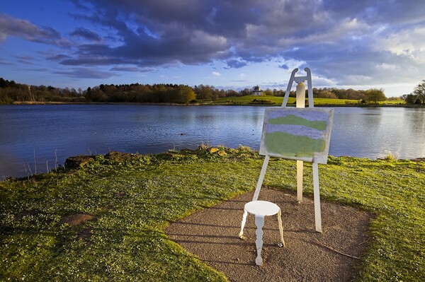 En Plein Air Painting at Hardwick Park Lake Picture Board by Martyn Arnold