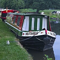 Buy canvas prints of Canal Narrow Boats on the Leeds Canal at Skipton by Martyn Arnold