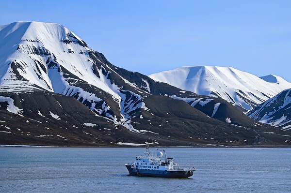 Arctic Mountains on Spitsbergen Island in Svalbard Picture Board by Martyn Arnold