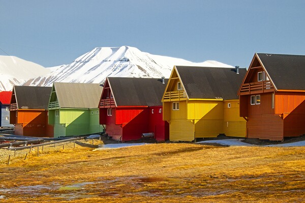 Colourful Houses in Longyearbyen, Arctic Svalbard Picture Board by Martyn Arnold