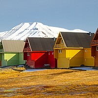 Buy canvas prints of Colourful Houses in Longyearbyen, Arctic Svalbard by Martyn Arnold