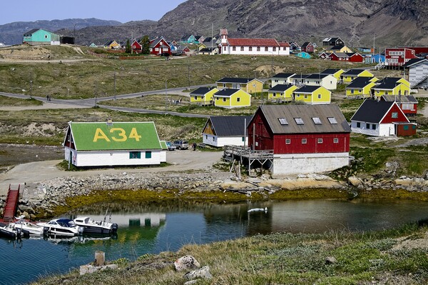 Coloured Houses in Narsaq Town Southern Greenland Picture Board by Martyn Arnold