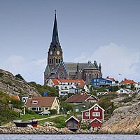 Buy canvas prints of Lysekil Town and Church, Sweden by Martyn Arnold
