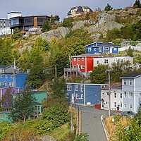 Buy canvas prints of Colourful Houses, St. John's Newfoundland by Martyn Arnold