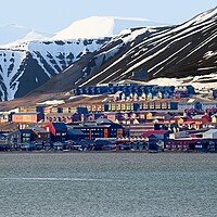 Buy canvas prints of Longyearbyen Town Svalbard by Martyn Arnold