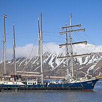 Buy canvas prints of Sailing Ship Antigua in Longyearbyen harbour Svalbard by Martyn Arnold