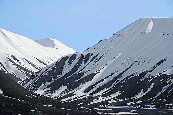 Snowy Mountain Landscape in Svalbard Picture Board by Martyn Arnold