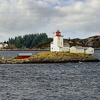 Buy canvas prints of Terningen Lighthouse Near Trondheim Norway by Martyn Arnold