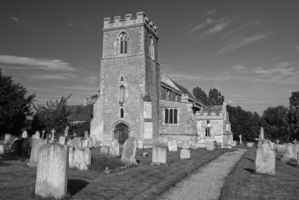 Parish Church, Cotterstock, Northamptonshire Monochrome Picture Board by Martyn Arnold