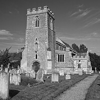 Buy canvas prints of Parish Church, Cotterstock, Northamptonshire Monochrome by Martyn Arnold