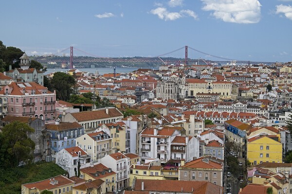 Lisbon Colourful Rooftop Cityscape Picture Board by Martyn Arnold