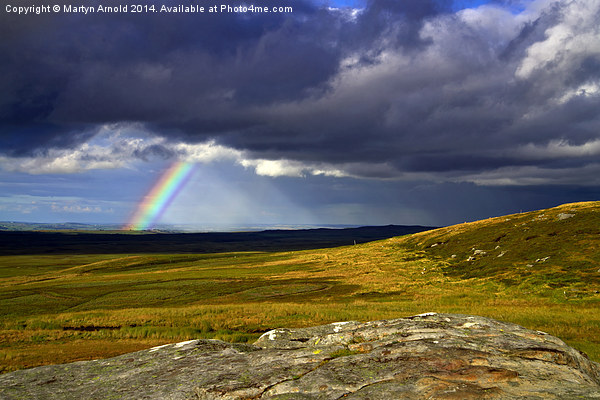 Rainbow over Yorkshire Moors - Tann Hill Picture Board by Martyn Arnold
