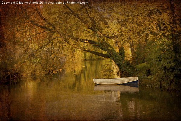 Boat on Quiet River Picture Board by Martyn Arnold