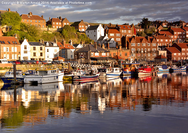 Whitby Harbour Reflections Picture Board by Martyn Arnold