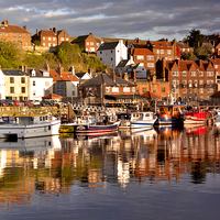Buy canvas prints of Whitby Harbour Reflections by Martyn Arnold