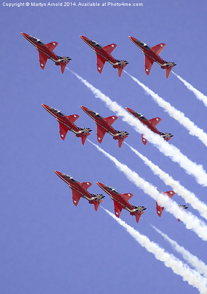  The RAF Red Arrows in Formation Picture Board by Martyn Arnold