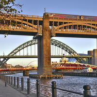 Buy canvas prints of  Newcastle Quayside and River Tyne Bridges by Martyn Arnold