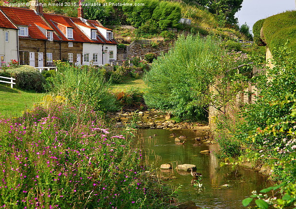  Sandsend Village Cottages and Stream Picture Board by Martyn Arnold