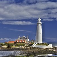 Buy canvas prints of  St. Mary's Lighthouse  Whitley Bay - Portrait by Martyn Arnold