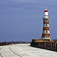 Buy canvas prints of ROKER PIER AND ROKER LIGHTHOUSE SUNDERLAND by Martyn Arnold