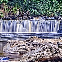 Buy canvas prints of River Swale Waterfall at Richmond, Yorkshire by Martyn Arnold