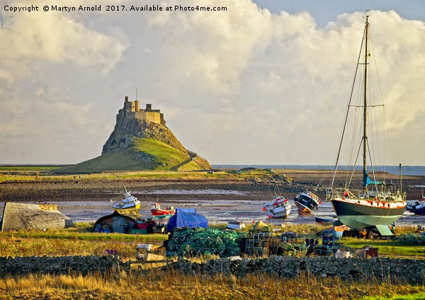Holy Island and Lindisfarne Castle Picture Board by Martyn Arnold