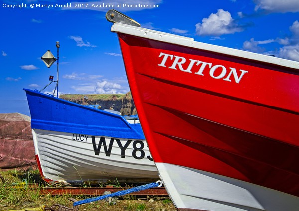 Fishing Boats on the beach at Saltburn-by-the-Sea Picture Board by Martyn Arnold