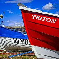 Buy canvas prints of Fishing Boats on the beach at Saltburn-by-the-Sea by Martyn Arnold