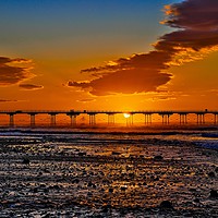 Buy canvas prints of Saltburn Summer Solstice Sunset by Martyn Arnold