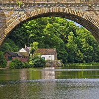 Buy canvas prints of RIver Wear, Prebends Bridge  and Boathouse in Durh by Martyn Arnold