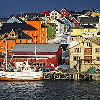 Buy canvas prints of Colourful Vardo in Norway by Martyn Arnold