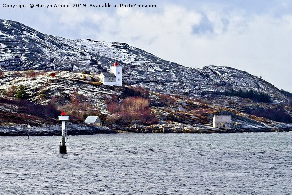Agdenes Lighthouse and Ringflua Light Norway Picture Board by Martyn Arnold