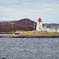 Buy canvas prints of Tyrhaug Fyr Lighthouse Near Kristiansund Norway by Martyn Arnold