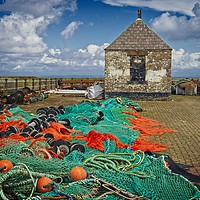 Buy canvas prints of Fishing Nets at Maryport Cumbria by Martyn Arnold