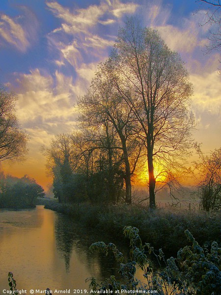 Misty Winter Morning Sunrise Picture Board by Martyn Arnold