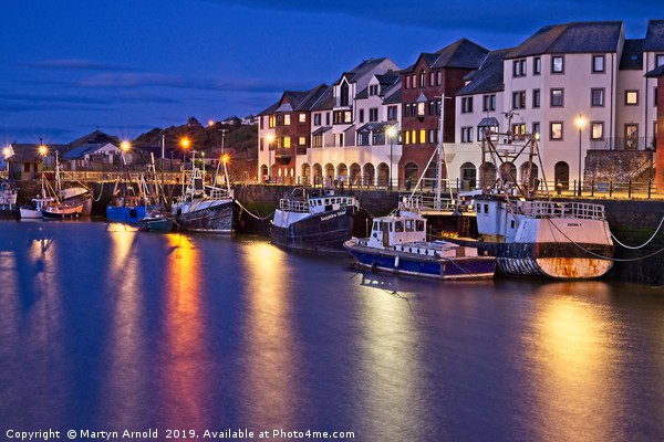 Maryport Harbour at Night Picture Board by Martyn Arnold