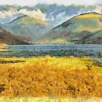 Buy canvas prints of Wastwater Lake District digital art panorama by Martyn Arnold