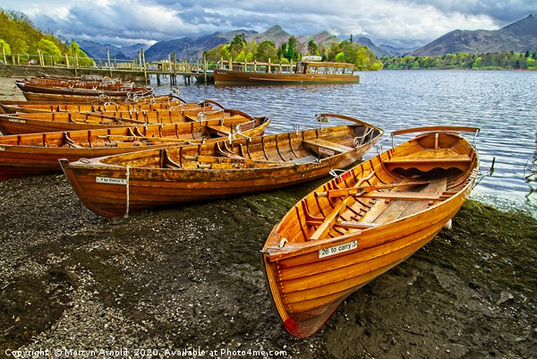 Rowing Boats at Derwent Water Picture Board by Martyn Arnold