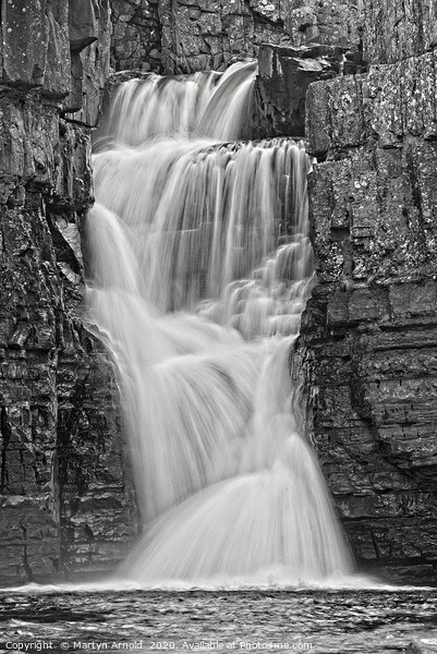 High Force Waterfall monocrome Picture Board by Martyn Arnold
